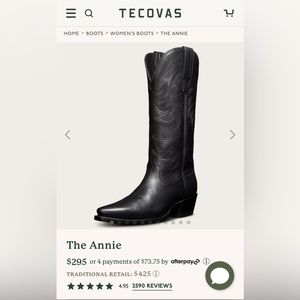 TECOVAS NWT The Annie boot in black
